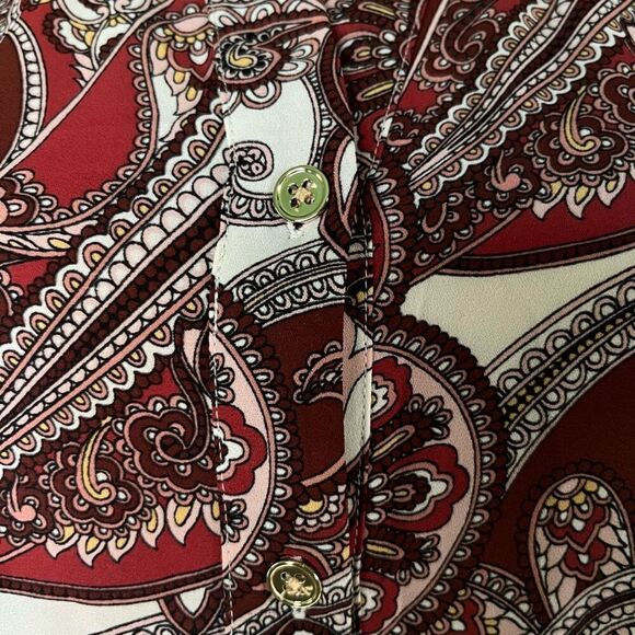 Chico’s Fall Rust/Cream Paisley Medallion Long Sleeve Blouse Size 2 - Picture 4 of 11